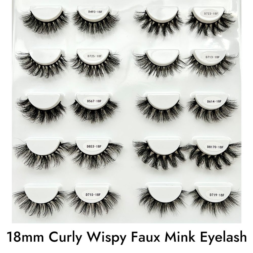 18mm eyelash; wispy eyelash; faux mink eyelashes; curly eyelash